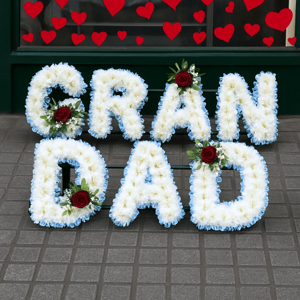 Grandad Funeral Tribute Letters – Red Rose Accent