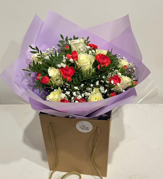 “Eternal Charm” White Rose Bouquet