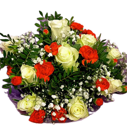 “Eternal Charm” White Rose Bouquet